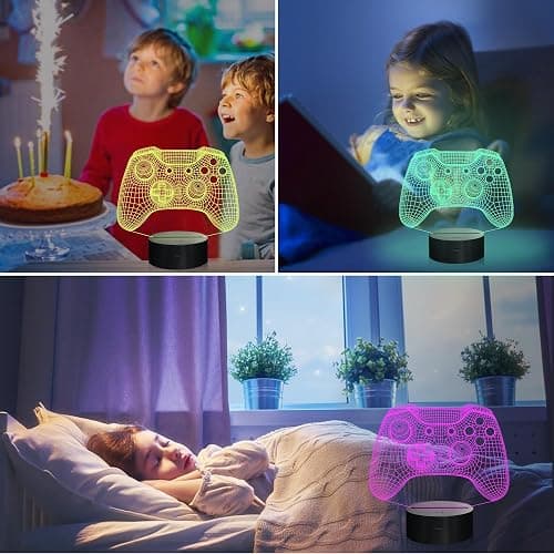 Attivolife Gamepad 3D Illusion Lamp, Controller Night Light with Remote Control + Timer 16 Color Changing Desk Lamp Kids Gamer Room Decor Plug in Best Cool Festival Birthday Gift for Boy Men thumbnail 9