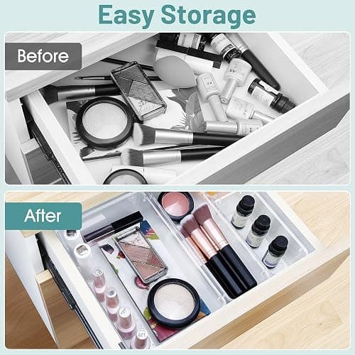 WOWBOX 25 PCS Clear Plastic Drawer Organizer Set, 4 Sizes Desk Drawer Divider Organizers and Storage Bins for Makeup, Jewelry, Gadgets for Kitchen, Bedroom, Bathroom, Office thumbnail 5