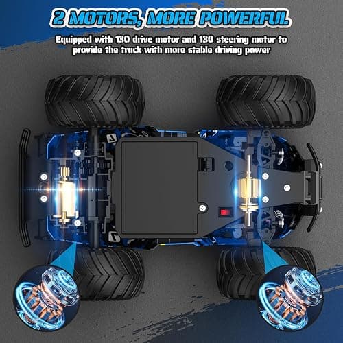 Barlisam Remote Control Car, All-Terrain Remote Control Truck for Boys, Headlight, 1:20, 10KM/H, 2.4GHZ, Speed-Friendly, Sturdy, Rechargeable RC Cars for Boys 4-7 8-12 Christmas, Beginner, Kids 6-12+ thumbnail 7