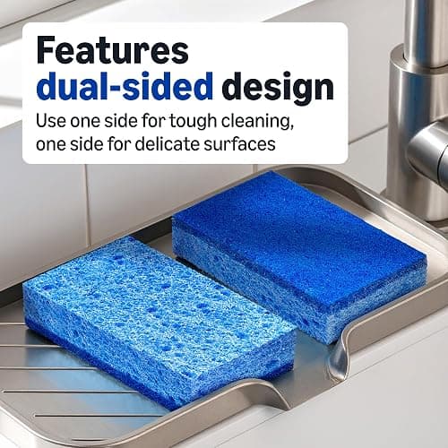 Amazon Basics Non-Scratch Dual-Sided Sponges for Nonstick Pots and Pans, Dish Scrubber, All-Purpose, 6-Pack, Packaging May Vary thumbnail 4