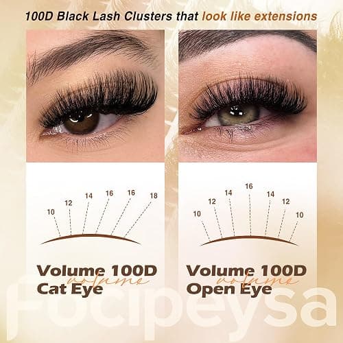 Fluffy Eyelash Extension Kit Volume Lash Clusters Kit 10-18mm Individual Lashes Clusters 100D DIY Lash Extension Kit 200pcs Clusters Lash with Bond and Remover Lash Applicator by Focipeysa thumbnail 6