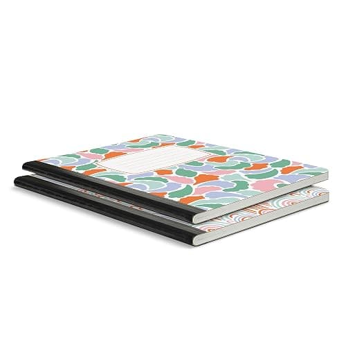 Studio Oh! Composition Notebook Duo 2 Pack, 7.5" x 9.75", Back to School Supplies & Cute College Essentials, Aesthetic Notebook for School, 160 Page Lined Paper, 70 GSM Paper Wt., Rainbow Abstract - Rainbow Abstract thumbnail 4