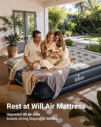 iDOO Queen Air Mattress with Built in Pump, 18 Raised Comfort Inflatable Mattress Blow up Mattress, Upgraded Four Chamber Portable Air Bed for Camping, Guests and Home, Colchon Inflable, 650 lbs Max thumbnail 5