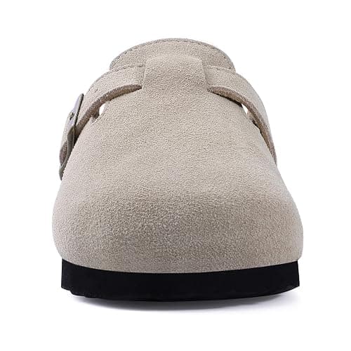 ODOLY Genuine Suede Clogs for Women Men Soft Cork Footbed Leather Mules Comfort Potato Shoes with Arch Support thumbnail 3