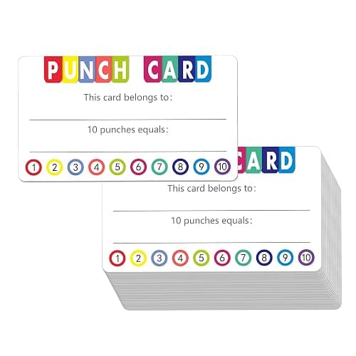 102 PCS Punch Cards Incentive Loyalty Reward Card for Classroom Business (3.5" x 2") - Image 1
