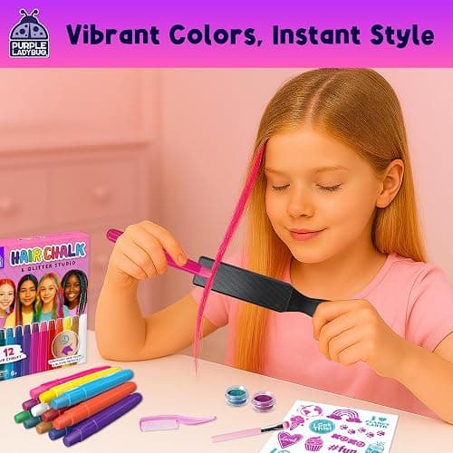 Hair Chalk for Girls Washable Hair Dye - Stocking Stuffers for Kids 8-10 6-8, Christmas Gifts for Girls 6 7 8 9 10 11 12 Years Old, Temporary Hair Color for Kids Tweens Teens Birthday Party, 12 Colors thumbnail 7