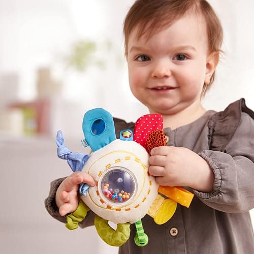 HABA Teether Cuddly Rainbow Round - Soft Activity Toy with Rattling & Teething Elements,Multicolored thumbnail 8