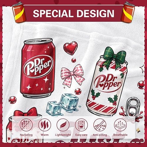 Hugmora Just a Girl Who Loves Soda Blanket, Fans Gifts for Soda, White | Soda Stuff for Girl, Blankets Throws Lightweight Soft Flannel, 50'' x 60'' thumbnail 6