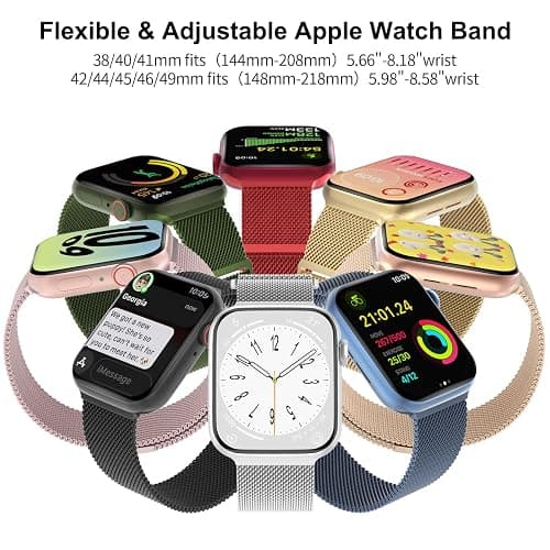 3 Pack Mesh Metal Band Compatible with Apple Watch Band 38mm 40mm 41mm 42mm 44mm 45mm 46mm 49mm, Stainless Steel Magnetic Loop Strap for iWatch Ultra 3 2 1 Series 11/10/9/8/SE/7/6/5/4/3 Men Women thumbnail 4
