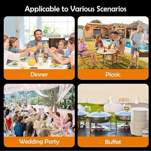ALSO GO Round Chafing Dishes for Buffet 4 Pack, 6QT Chafing Dishes Buffet Set Gold, Catering Food Warmer for Parties Buffet with Full Size Chafing Pans, Stainless Steel Warming Trays for Thanksgiving thumbnail 8