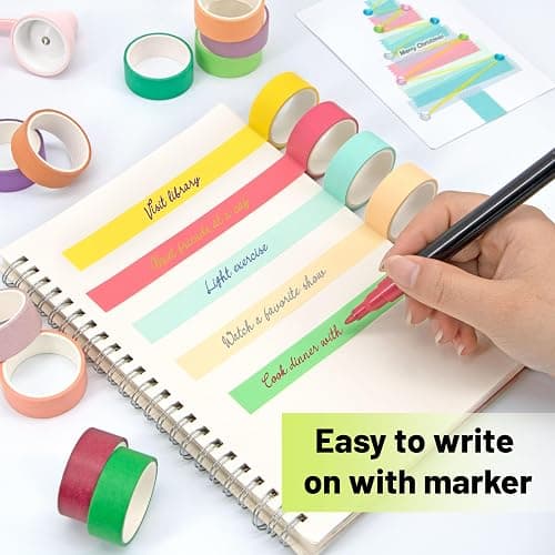 Washi Tape Set 30 Rolls, Decorative Tape, Colored Tape, Scrapbook Tape, Craft Tape for Scrapbook Supplies, Journaling, Washy Tape, Washy thumbnail 4