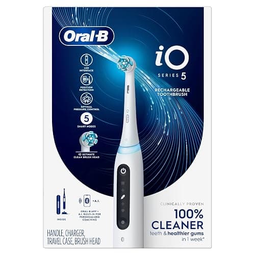 Oral-B Rechargeable Electric Toothbrush, iO5 Customizable Clean, 5 Cleaning Modes, Visual Pressure Sensor to Protect Gums, Travel Case, White thumbnail 11