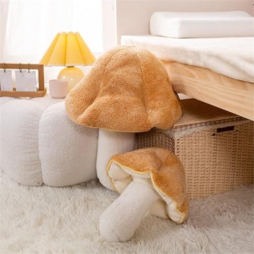 LICHENHAO Mushroom Pillow Floor Pillow Sofa Cushion Home Decoration Pillows Reading Pillow (Khaki, 32cm) thumbnail 5
