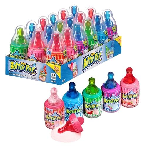 Baby Bottle Pop Easter Candy Lollipops, 18 Ct Bulk Lollipops with Dipping Powder in Assorted Fruity Flavors, Full Size, Individually Wrapped Hard Candy For Easter Basket Stuffers, Egg Fillers, Gifts - Image 1