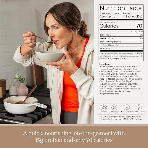 Kroma 24K Beef Bone Broth Powder - 10 Servings Jar, 7.8 Oz – 100% Grass Fed Gluten Free Powder - Collagen-Rich High Protein Broth w/Organic Ingredients - Animal Based Protein for Gut Health & Joint Support thumbnail 2