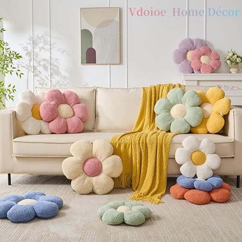 Vdoioe Flower Pillow, Cute Daisy Pillow Orange Flower Shaped Throw Pillow Cushion Seating 15.75" Floor Pillows Home Decorative thumbnail 3
