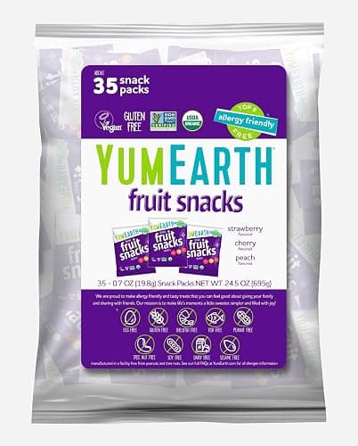 YumEarth Organic Assorted Flavor Fruit Snacks, 0.7oz (Pack of 35) | Snack Packs, Allergy Friendly, Gluten Free, Non-GMO, Vegan, Dye Free thumbnail 9