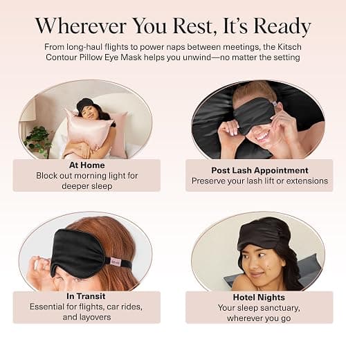 Kitsch Weighted Satin Sleep Mask - Weighted Eye Masks for Sleep and Travel - Lavender Ultra-Soft Sleeping Eye Mask for Women and Men - Light Blocking, Adjustable Strap, (4.1oz/116g) thumbnail 6