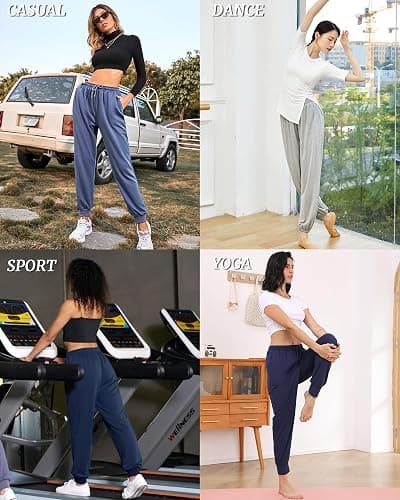 ASIMOON Sweatpants Women with Pockets Loose Lightweight Stretch Yoga Lounge Pants Comfy Drawstring Workout Jogging Pants thumbnail 2