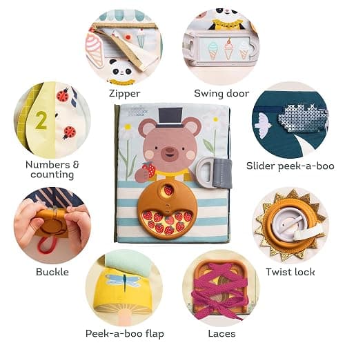 Taf Toys Busy Book for Toddlers 1-3, Montessori Quiet Activity Book with 15 Activities - Opposites Concepts - Ideal Toddler Busy Book for 1 Year Old - Boy Toys Girl Birthday Gift thumbnail 3