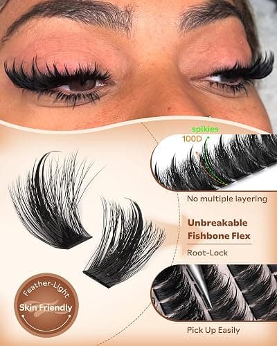 Goddvenus Manga Lash Clusters With Spikes Wispy Cluster Eyelash Extensions Fluffy Anime Eyelashes Clusters Reusable Faux Mink Fairy Individual Lash Extension (D Curve 12-18mm 204 pieces) thumbnail 4