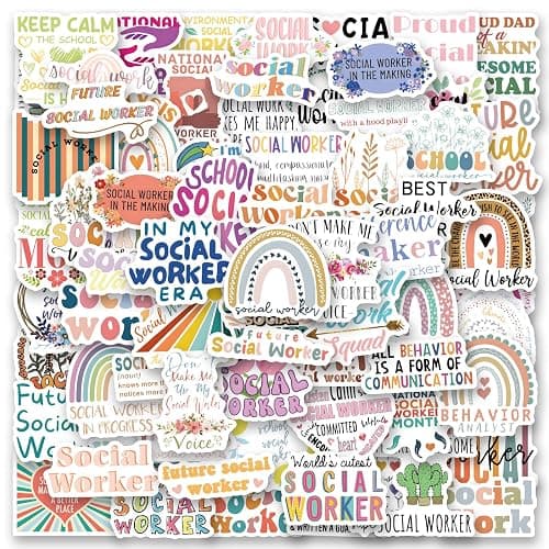 UBOFUGS 120 PCS Social Worker Stickers,ocial Justice Stickers,Social Work Values Stickers,Water Bottle Laptop Journal Stickers,Social Workers Gift - Image 1