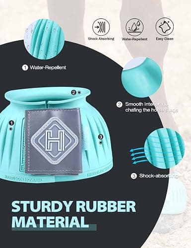 Harrison Howard Rubber Bell Boots for Horses, Hoof Overreach Protection for Horses, w/Upgraded Leather Touch Tape thumbnail 5