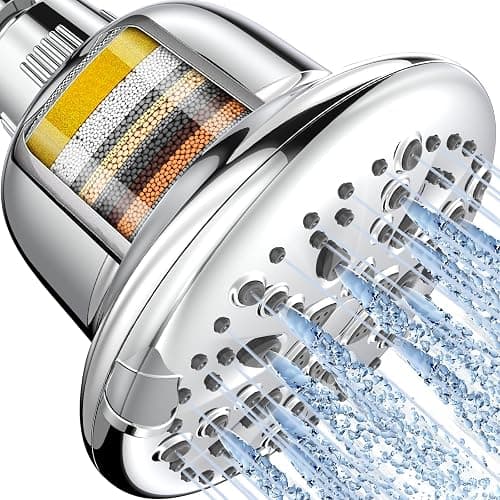 Cobbe Filtered Shower Head, 7 Modes High Pressure Shower Heads - 16 Stage Shower Head Filter for Hard Water for Remove Chlorine and Harmful Substances (Luxury Polished Chrome, 5 Inch Round) - Round - A.Premium Chrome - Image 1