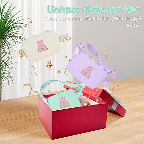 Uygafly Belt Bag Fanny Pack Crossbody Bags with Initials Letter Patch Cute Stuff Birthday Gifts for Teenager Girls Trendy Stuff for Teens | Light Green,H - Light Green - H thumbnail 7