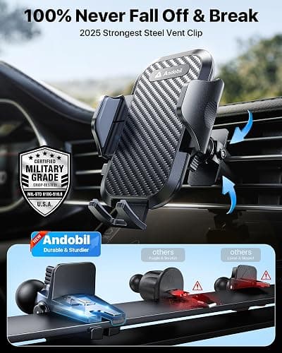 andobil Car Phone Holder, 2025 Military-Grade 89lbs Strongest Suction Phone Holders for Your Car Dashboard/Windshield/Vent Easy Clamp Car Phone Mount Stand for iPhone 17 16 15 14 13 Pro Max Samsung thumbnail 9