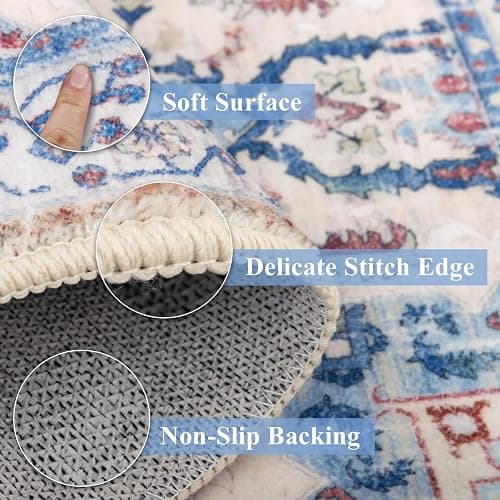 Yamaziot Boho Washable Kitchen Rugs Sets of 3, Non Slip Kitchen Mats for Floor with Rubber Backing, Waterproof & Stain Resistant Thick Carpet Runner Throw Rug for Kitchen, Laundry Room, Hallway thumbnail 3