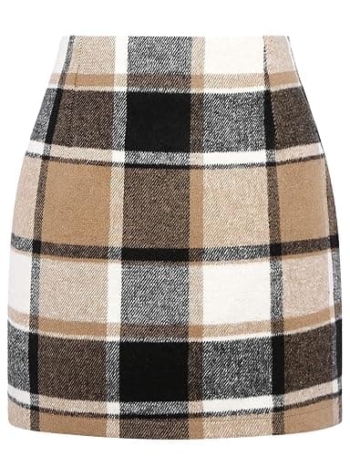Plaid Skirts for Women, Pencil Mini Skirts for Women High Waist Bodycon Christmas Holiday Fall Winter Skirts 2025 Trendy - Image 1