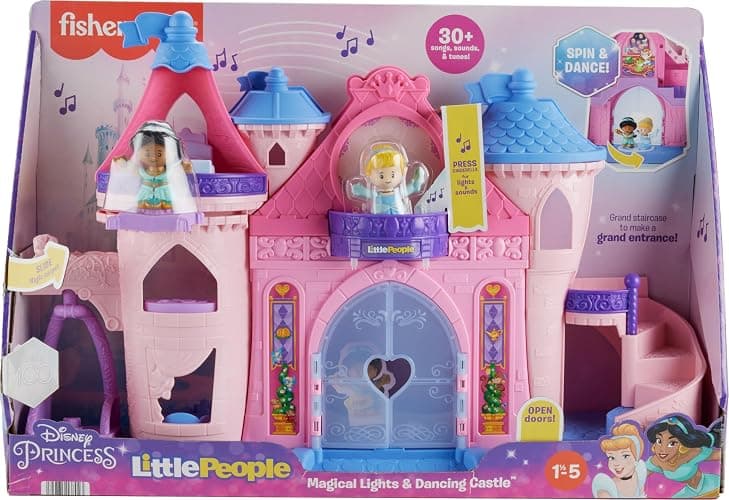 Fisher-Price Little People Toddler Playset Disney Princess Magical Lights & Dancing Castle Musical Toy with 2 Figures for Ages 18+ Months thumbnail 6