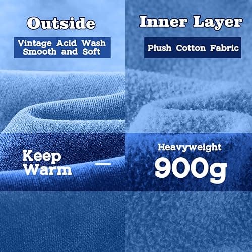 FAIABLE Mens Hoodies Oversized Unisex Acid Wash Hoodie Heavyweight Fleece Vintage Cotton Sweatshirt Men Women Streetwear thumbnail 5