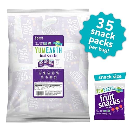 YumEarth Organic Assorted Flavor Fruit Snacks, 0.7oz (Pack of 35) | Snack Packs, Allergy Friendly, Gluten Free, Non-GMO, Vegan, Dye Free thumbnail 2