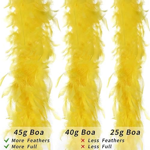 Larryhot Yellow Feather Boa Feathers - 45g 2 Yards Boas for Party Bulk,Christmas,Wedding Centerpieces,Concert,Art Photo and Home Decor(45g-Yellow) thumbnail 4