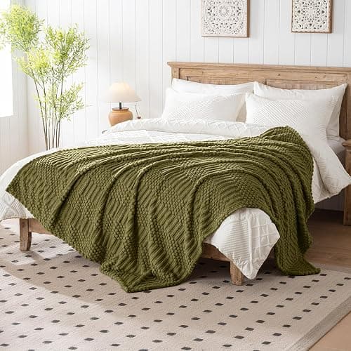 50x70 Inch Green Throw Blanket - Soft & Fluffy Fleece, Cute & Aesthetic, Perfect for Sofa, Couch, Chair, Bed, Living Room & Bedroom, All-Season Use, Plush & Cozy Decorative Blanket thumbnail 2