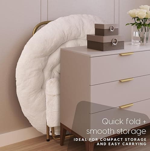 Milliard Cozy Chair/Faux Fur Saucer Chair for Bedroom/X-Large (White + Footrest) thumbnail 6