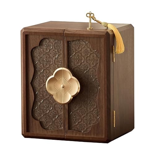 Wenseny Lockable Walnut Jewelry Box with Key, 5-Layer Jewelry Storage Box | for Necklaces, Rings, Earrings & Bracelets - Ideal for Birthdays, Anniversaries & Christmas - Image 1