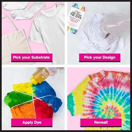 Tulip One-Step Tie Dye Kit, Large Group Activity, Gift, 14 Vibrant Colors, Permanent Fabric Dye, Easy Clean-up, 18 Prefilled Full-Size Bottles and Tools thumbnail 5
