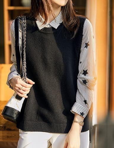 Mingzhu Womens Sleeveless Round Neck Pullover High Low Ribbed Knit Sweater Vest thumbnail 3