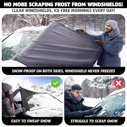 Autovir Windshield Cover for Ice, Snow & Frost Protection (69x42 inches) | All-Weather Car Windshield Protector for Sedans, SUVs & Hatchbacks thumbnail 6