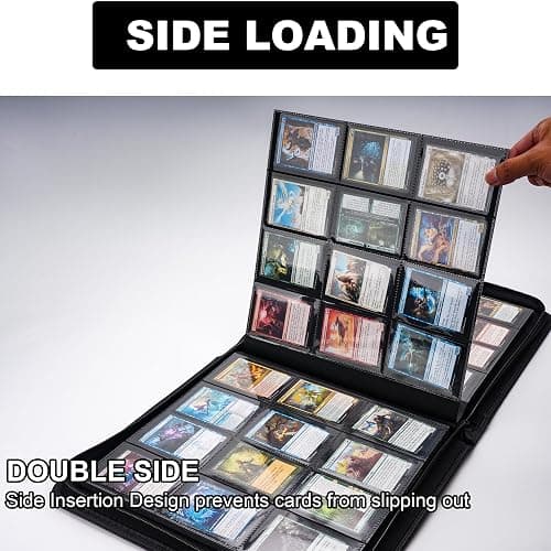 KarlyPro 12 Pocket Trading Card Zip Binder, 628 Cards,TD-Tec Album Material, 26 Side-Loading Ringless Pages, Folder for Collectible TCG,MTG and More - Blue&Yellow(LE-100) thumbnail 6