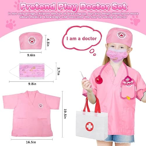 33Pcs Pet Doctor Kit for Toddlers - Dress Up Costume & Pretend Doctor Play Set with Cat Toy, Stethoscope, Portable Pet Vet Roleplay Toy, Christmas Birthday Gifts for Ages 3 4 5 6-8 Year Old Boys Girls thumbnail 3