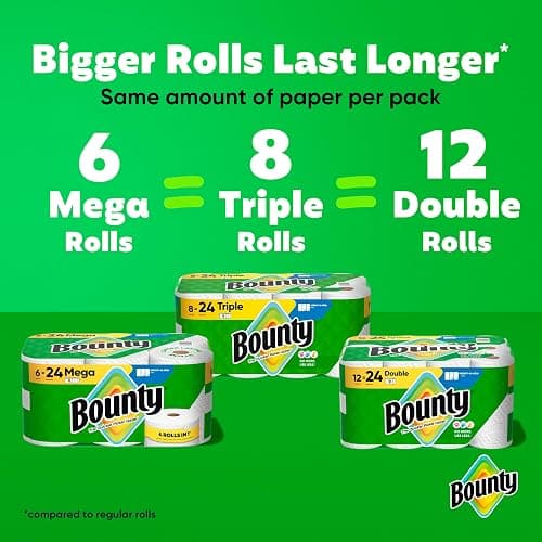 Bounty Select-A-Size Paper Towels, White, 8 Triple Rolls = 24 Regular Roll thumbnail 4