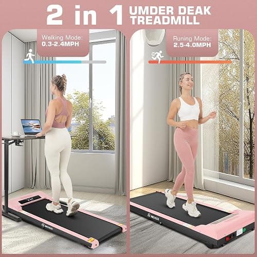 Under Desk Walking Pad for Home Office - 2.5 HP Portable Treadmill With 300 lb Capacity, Compact Jogging Running Machine, Remote Control and LED Display thumbnail 2