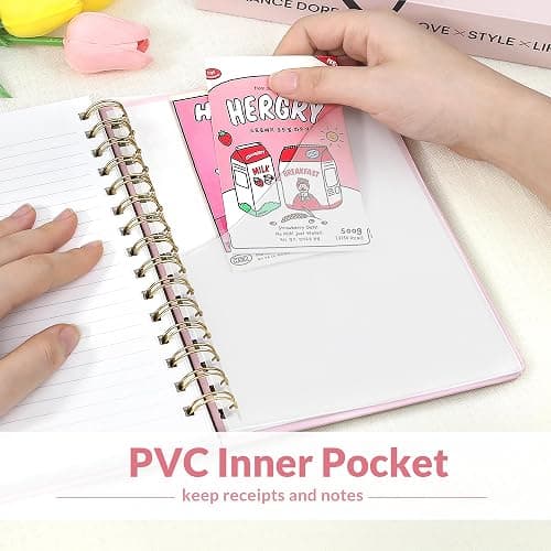 SUNEE Journaling Notebooks, A5 Lined Spiral Notebook for Women, 146 Pages College Ruled Hardcover Notebook for Work, Note Taking, Journaling and Office School Supplies, A5 - Pink thumbnail 5