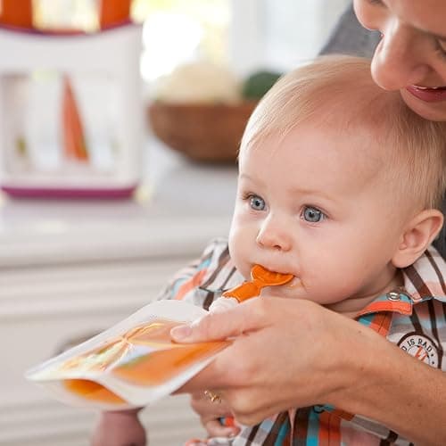 Infantino Squeeze Station, Baby Food Maker & Pouch Filler, Fill 3 Reusable Pouches at Once, Easy to Use, Dishwasher Safe, Homemade Baby Food Prep Essential, Purple thumbnail 14