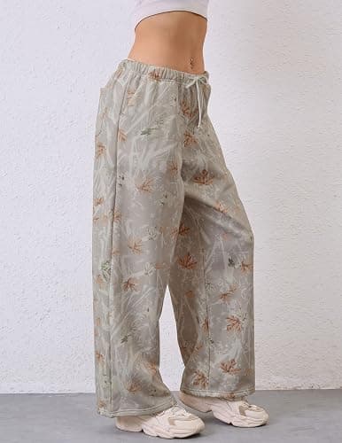 MSBESYOR Camo Pants Women Baggy Fleece Y2K Camouflage Cargo Pants High Waisted Wide Leg Drawstring Jogger Sweatpants thumbnail 3