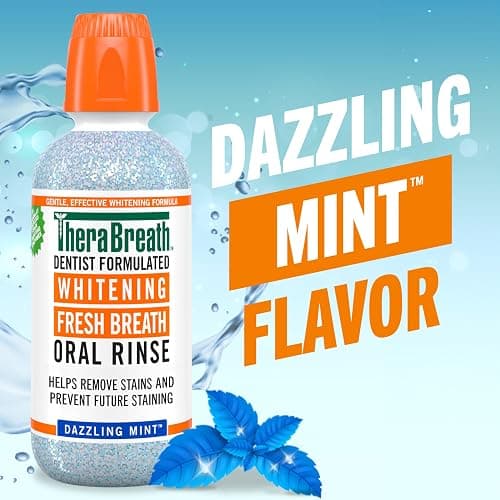 TheraBreath Whitening Mouthwash, Dazzling Mint, Dentist Formulated, 16 Fl Oz (2-Pack) thumbnail 3